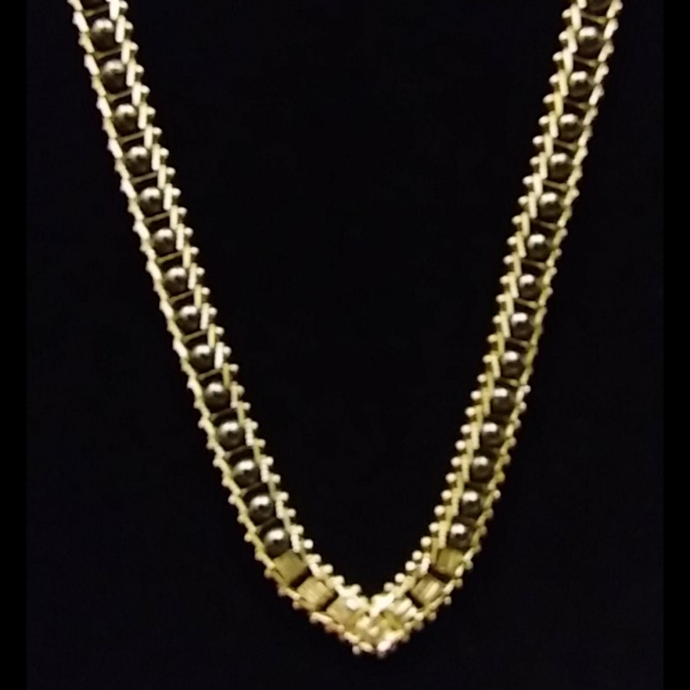 925 Sterling Silver Beaded V-Shape Necklace